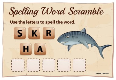 Yazım kelime scramble oyunu kelime köpekbalığı ile
