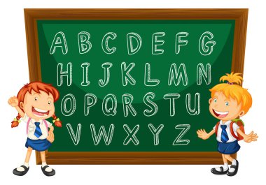 Greenboard üzerinde İngilizce alfabe