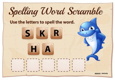 Yazım kelime scramble oyunu kelime köpekbalığı ile