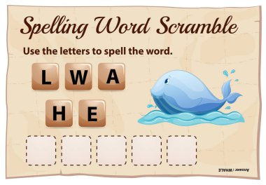 Word scramble oyun kelime balina için yazım denetimi