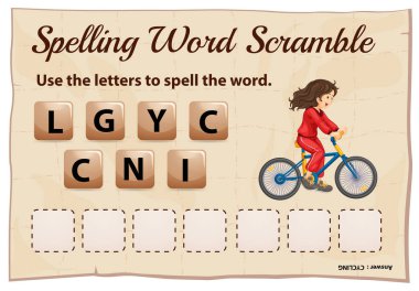 Word ile word scramble oyunu yazım Bisiklete binme