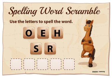 Yazım kelime scramble oyunu kelime atı ile