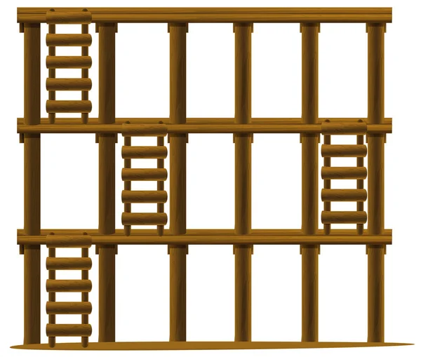 Holzleitern auf drei Ebenen — Stockvektor