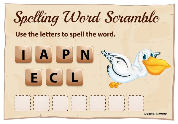 Yazım kelime scramble oyunu ile kelime Pelikan