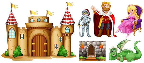 Fairytale karakter ve Sarayı Binası — Stok Vektör