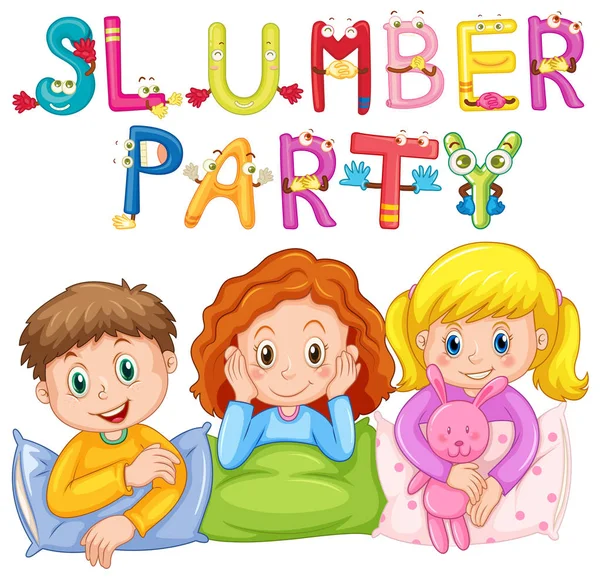 Kids in pajamas at slumber party — Stock Vector