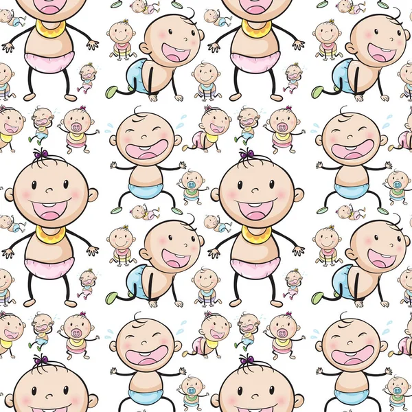 Diseño de fondo sin costuras con bebés — Vector de stock