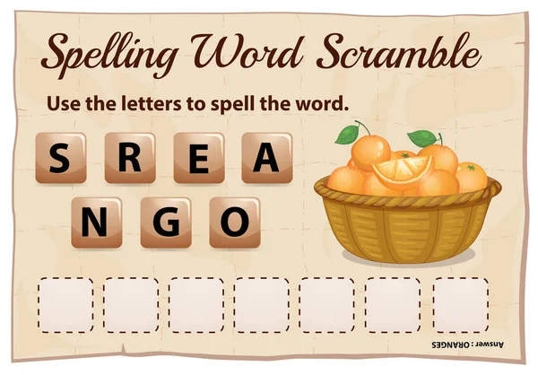 Word ile Word scramble oyun portakal yazım