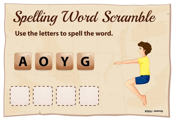 Ortografía palabra scramble para palabra yoga — Archivo Imágenes Vectoriales