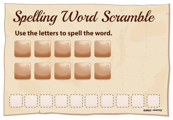 Spelling word scramble game template — Stock Vector