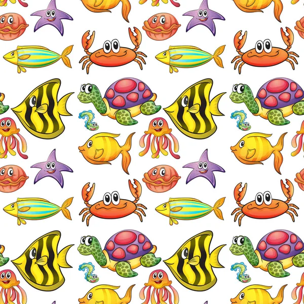 无缝背景与五颜六色的鱼儿 — 图库矢量图片