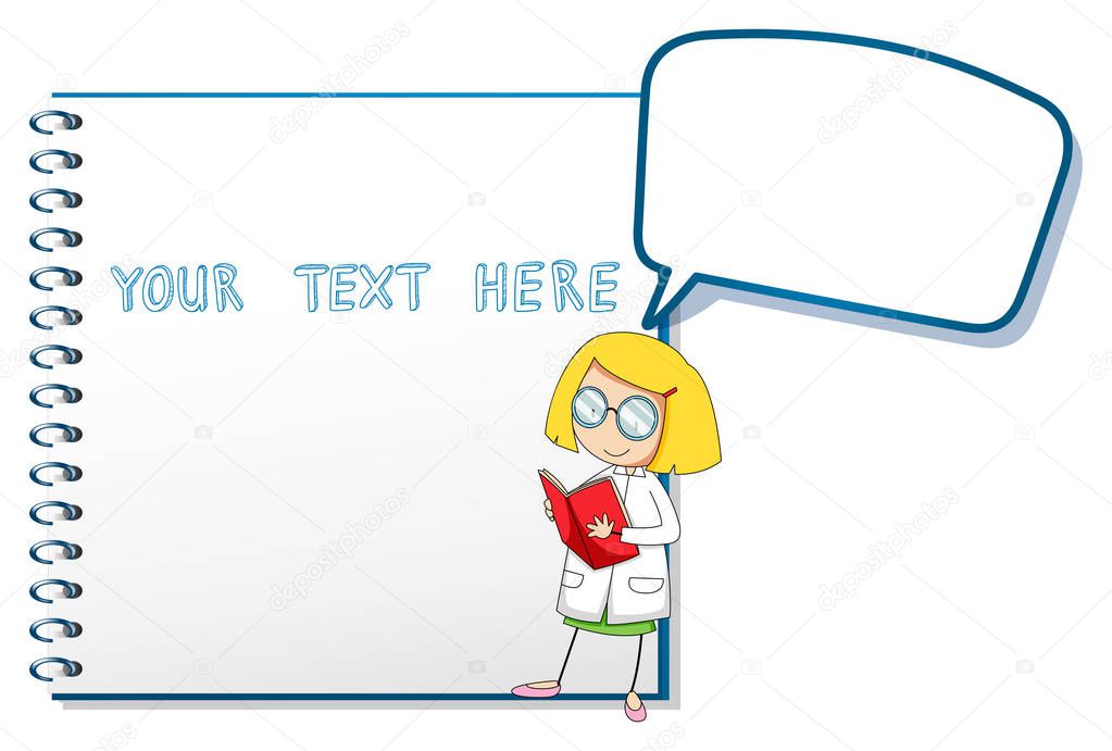Download Border template with scientist reading book — Stock Vector ...