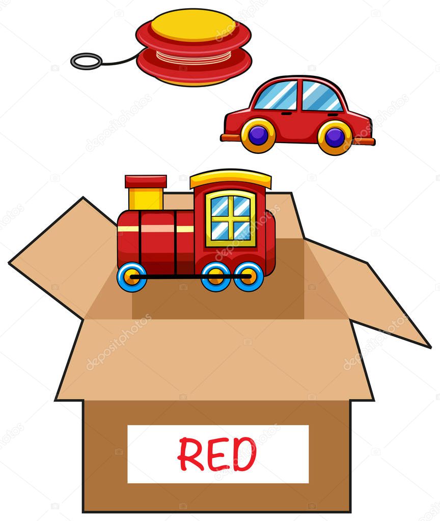 Cardboard box for red toys