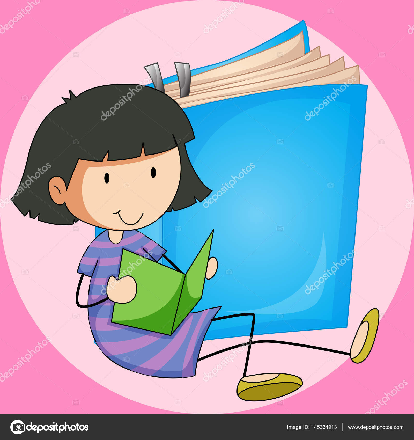 Girl reading book with big book background Stock Vector Image by