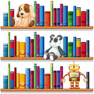Oyuncak ve kitap raflarında