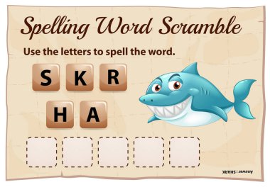 Yazım kelime scramble oyunu kelime köpekbalığı ile