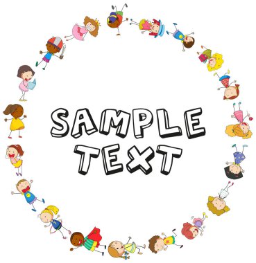 Daire içinde çocuklarla çerçeve şablon