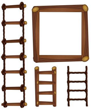 Ladders and wooden frame clipart