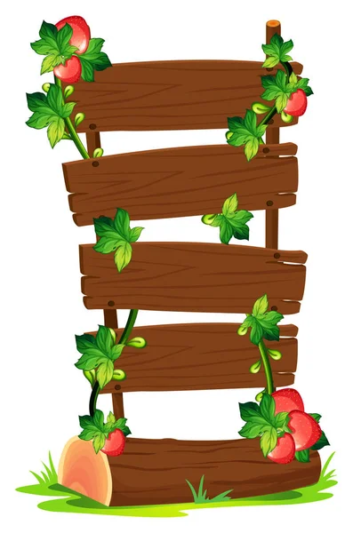 Holzbretter und Erdbeeren — Stockvektor