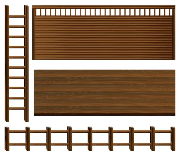 Valla y paredes de madera — Vector de stock