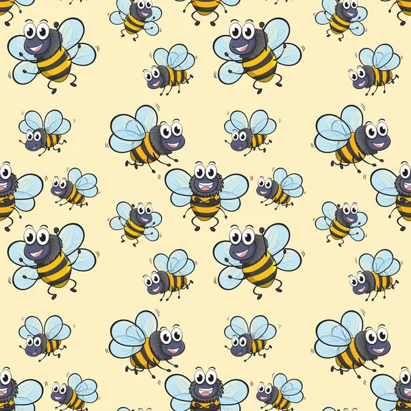 Fond sans couture avec abeille volant — Image vectorielle