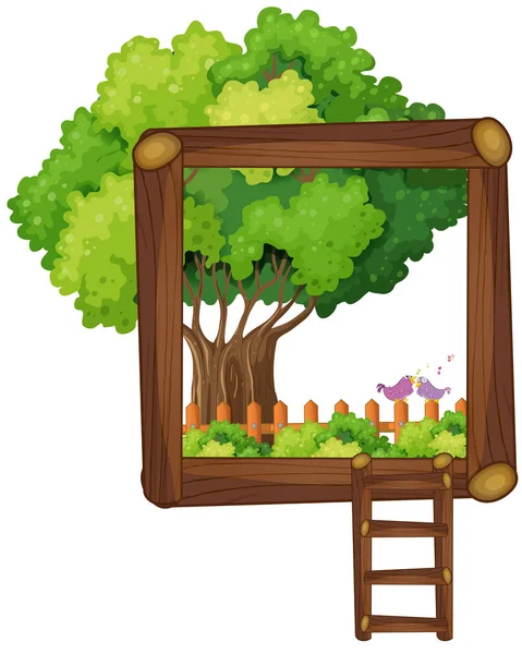Projeto do quadro com árvore e escada —  Vetores de Stock