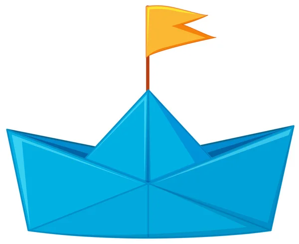 Синяя бумажная лодка с желтым флагом — стоковый вектор