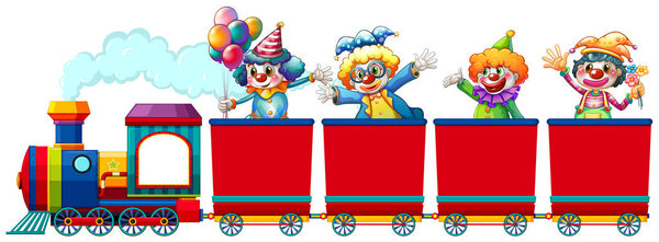 Клоуны едут на поезде
