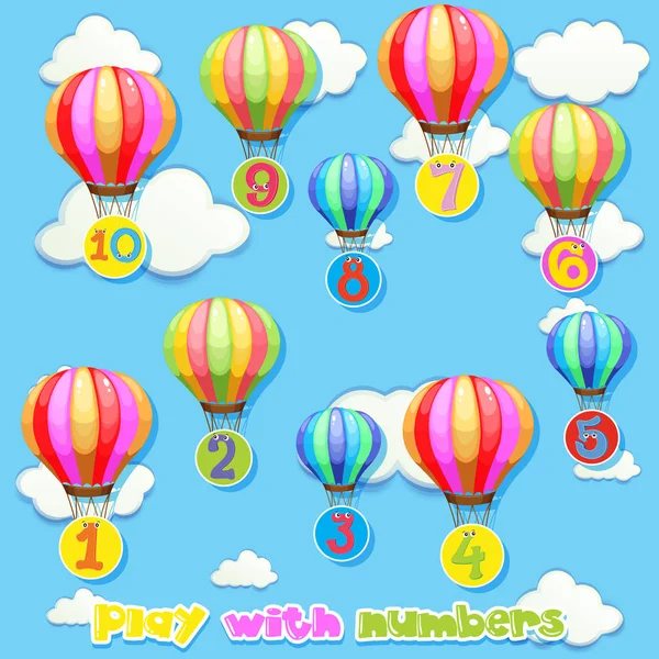 Μπαλόνια με αριθμούς στον ουρανό — Διανυσματικό Αρχείο