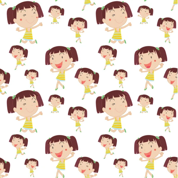 Seamless background template with girl smiling — Stock Vector