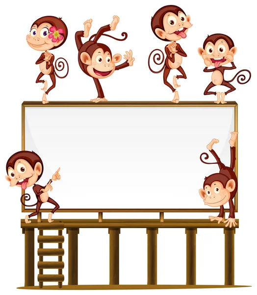 Leeg bord met apen op het — Stockvector