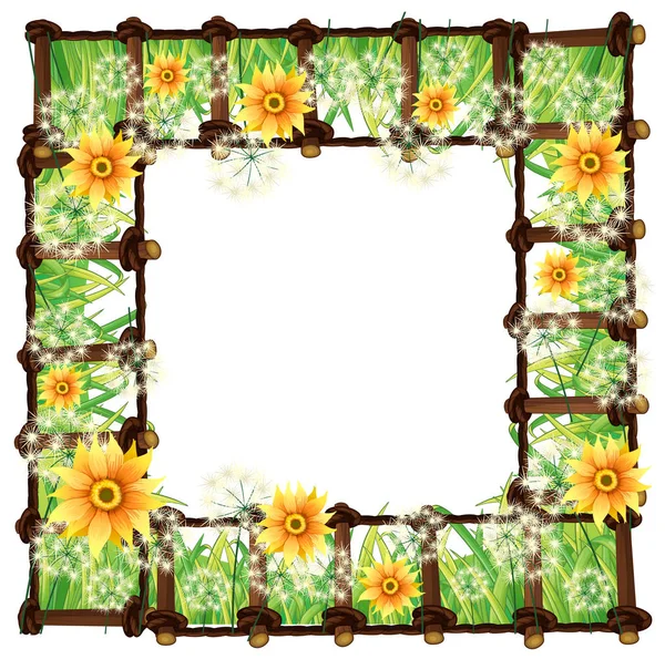 Frame sjabloon met gele bloemen — Stockvector