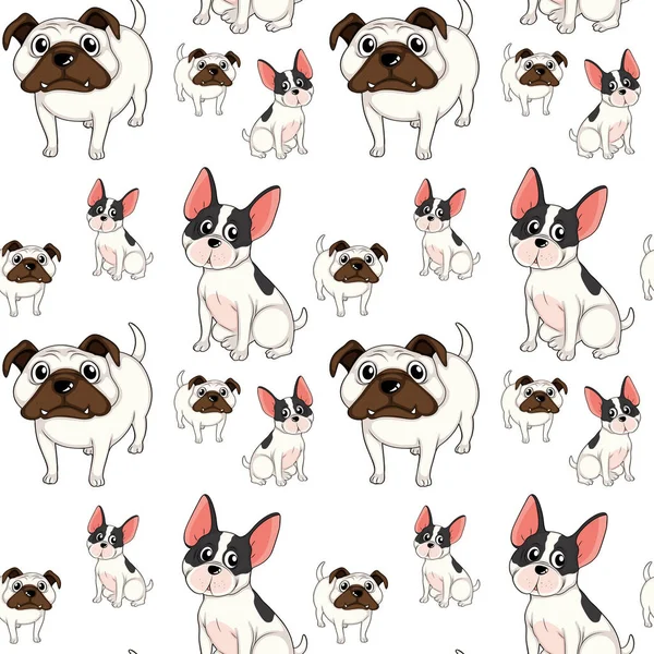 Бесшовный дизайн фона с собаками-мопсами — стоковый вектор