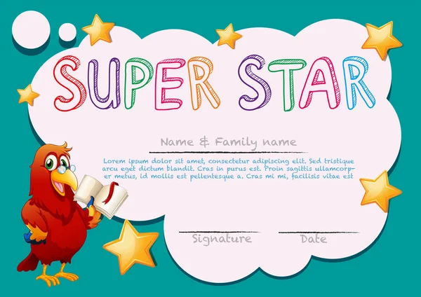 Certificate template for super star — Stock Vector