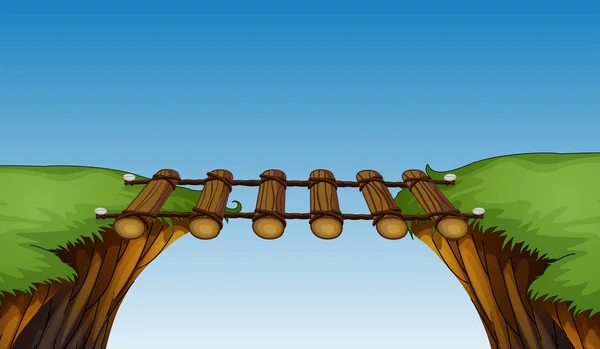 Pont en bois entre les falaises — Image vectorielle