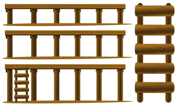 Escalera y suelos de madera — Vector de stock