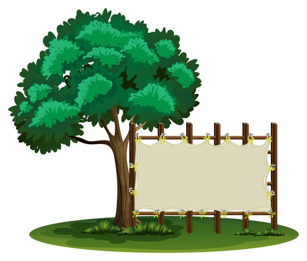 Panneau blanc à côté de l'arbre — Image vectorielle