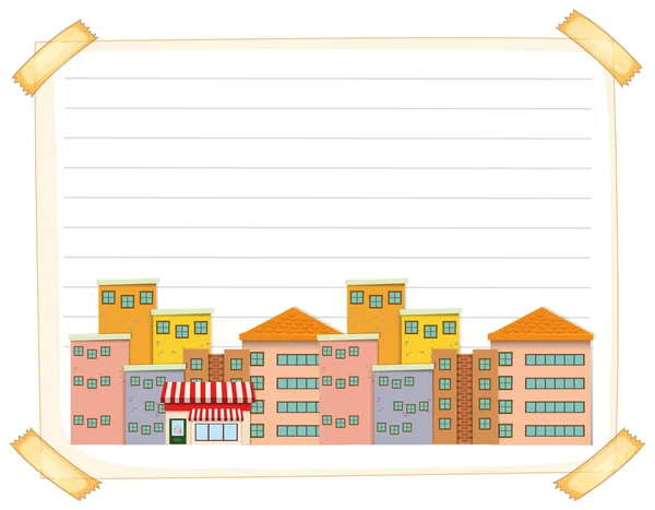Papierschablone mit Gebäuden — Stockvektor