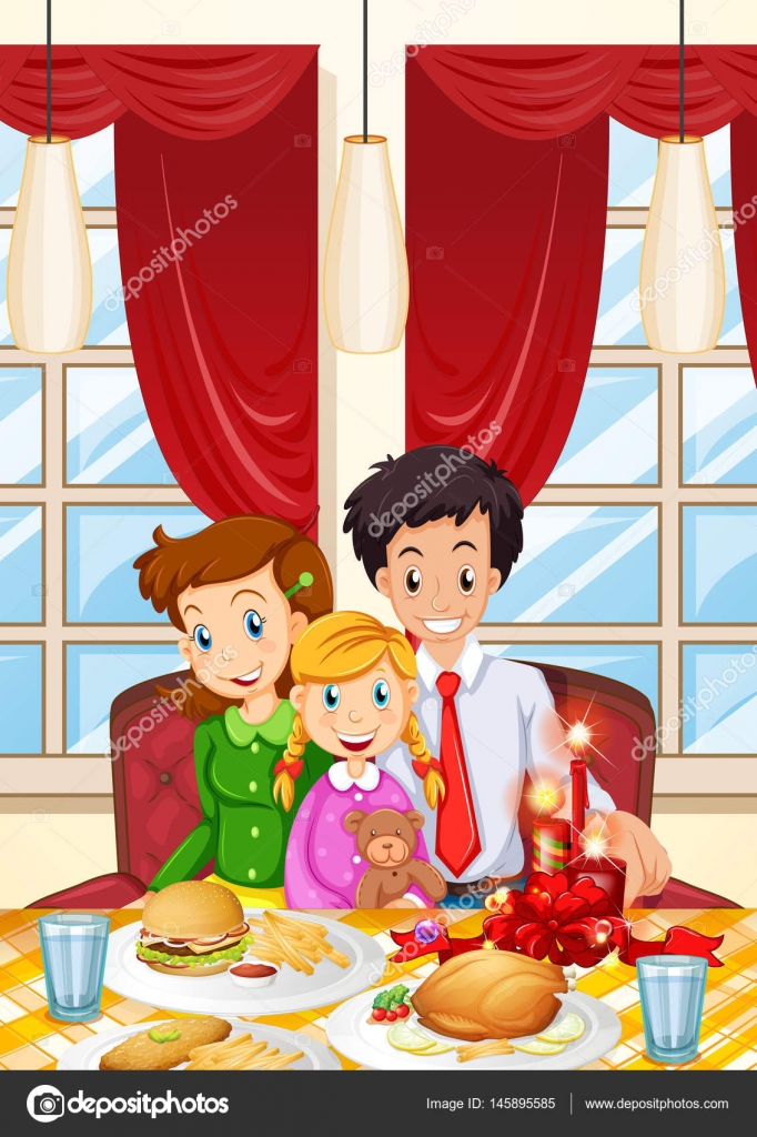 Familia cenando dibujo Imágenes Vectoriales, Gráfico Vectorial de Familia  cenando dibujo | Depositphotos