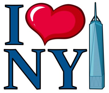 I love New York sign with skyscraper clipart