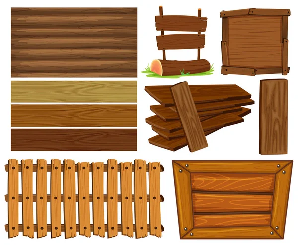 Tableros y letreros de madera — Vector de stock