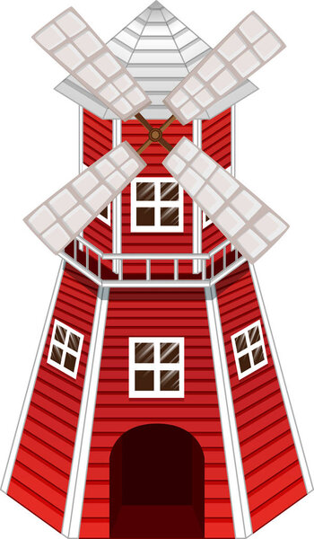 Red windmill on white background