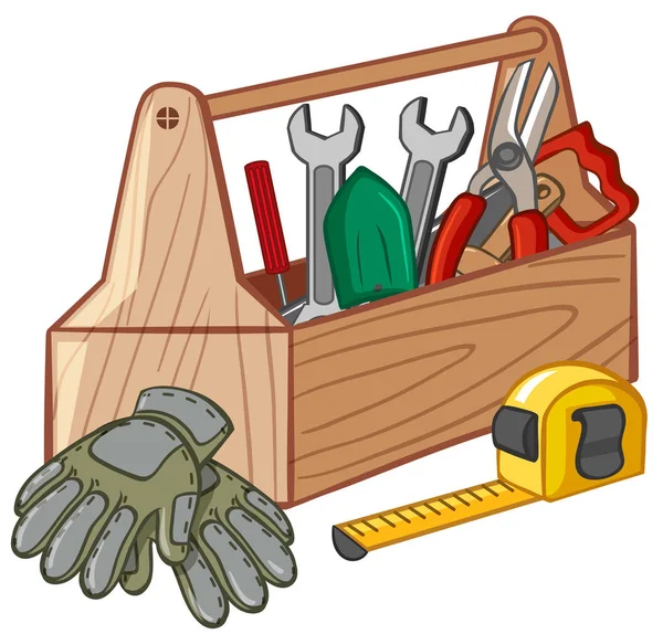 Boîte à outils avec de nombreux outils — Image vectorielle