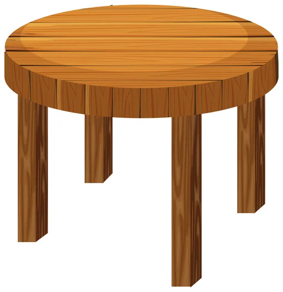 Mesa redonda de madera sobre fondo blanco — Vector de stock