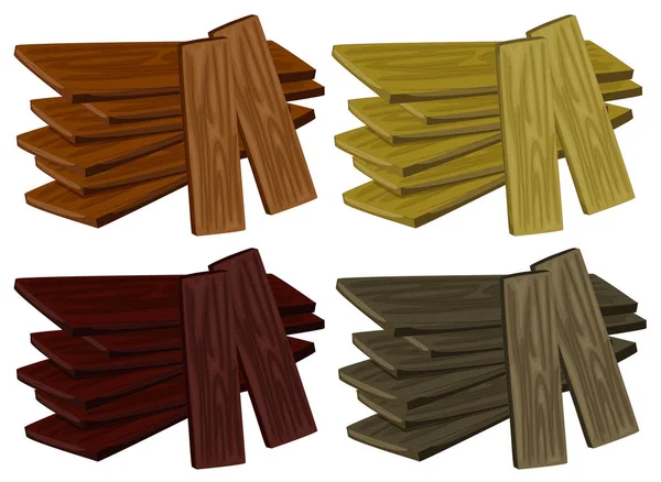 Quatre piles de bois de différentes couleurs — Image vectorielle