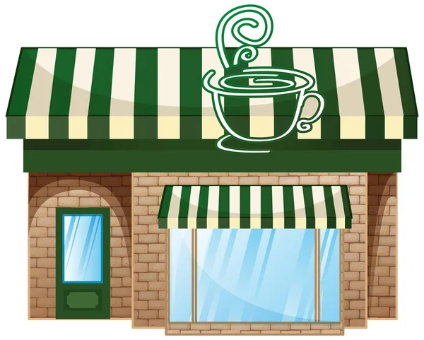 Coffee shop with green roof — Stock Vector