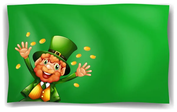 Leprechaun character on green background — Stock Vector