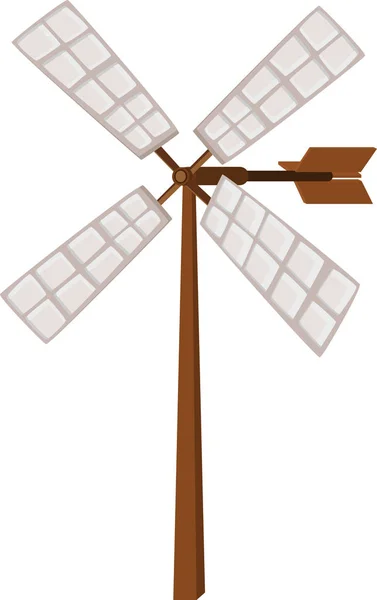 Wind propeller op houten paal — Stockvector