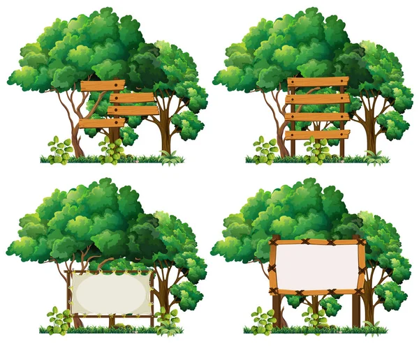 Quatre modèles de cadre sur les grands arbres — Image vectorielle