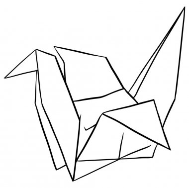 Beyaz arka plan üzerinde kağıt vinç doodle